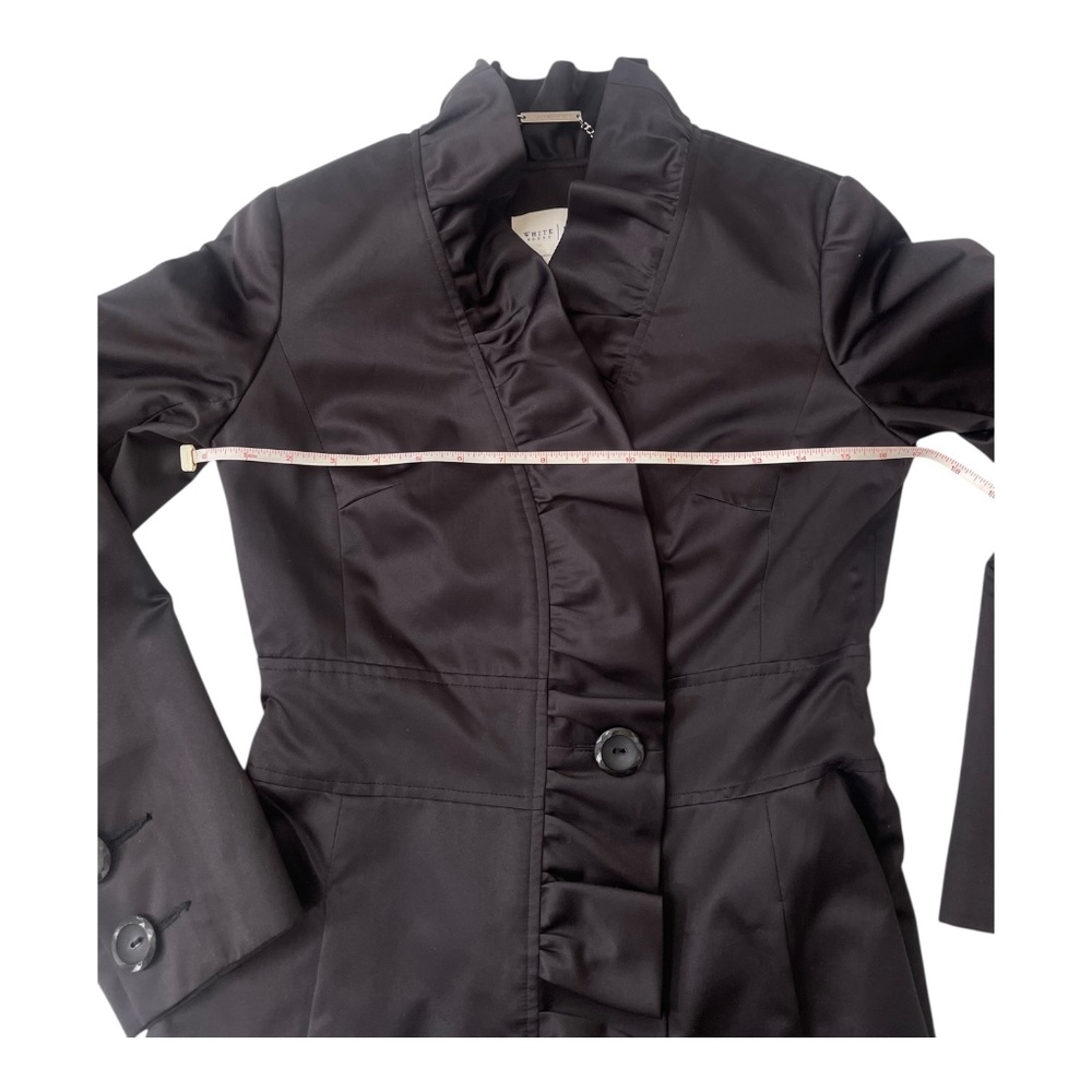 White House Black Market Black Trench Coat Size 00 - Picture 8 of 16
